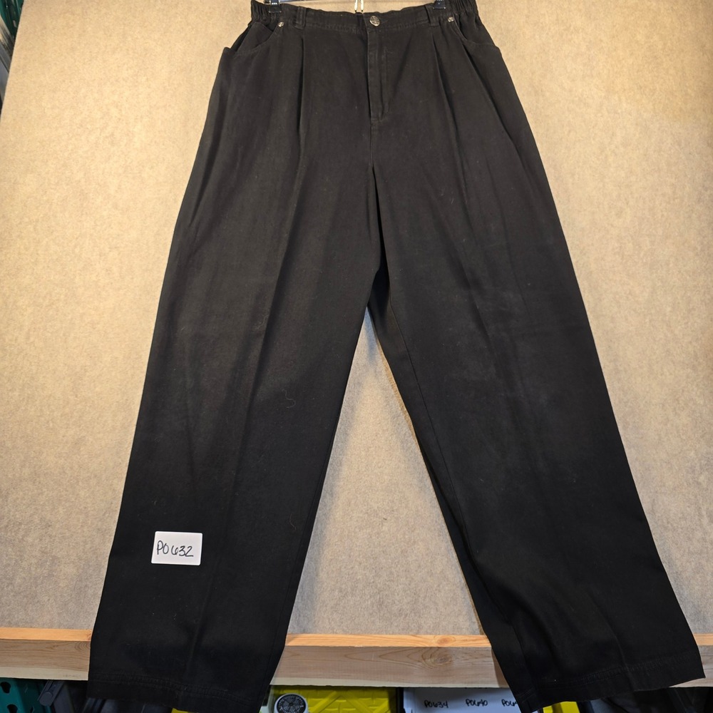 NWT Vintage Carole‎ Little Sport Buffalo Gals Black Cotton Pleated Pants Wns 14